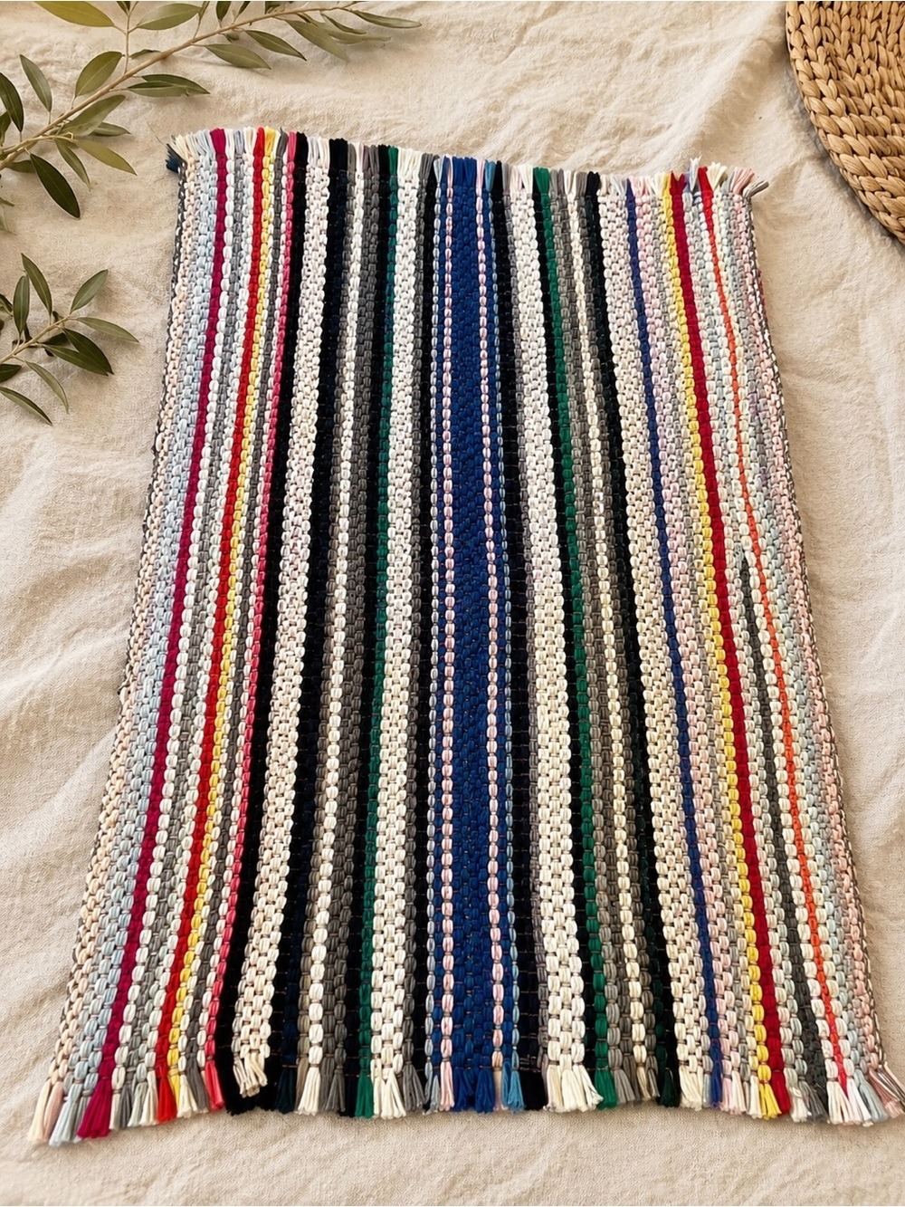 Set of 4 Vintage Handwoven Catalonia Rag Rugs • Quebec Woven Textile Mats